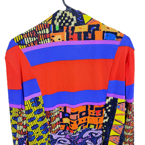 Berek Mesh Jacket Womens 2X Red Art to Wear Full Zip Mixed Print Lined Colorful - Picture 7 of 8